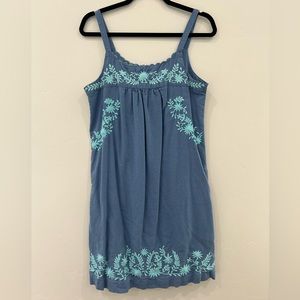 Women’s Bob Timberlake Embroidered Tank Dress, Denim Blue and turquoise, Size M